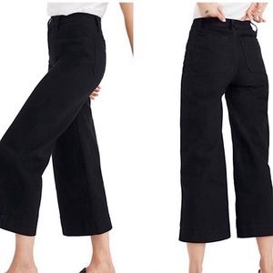 Madewell Women’s Emmett Wide Leg Crop Pants, Size 30P, Black, 98% Cotton